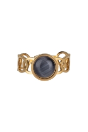 Ring Stone Round - Goud Antraciet