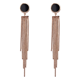 Earrings Elegant Round Stainless Steel - Rose Gold Black