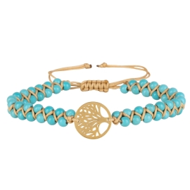 Armband Levensboom - Tree of Life  - Goud Turquoise