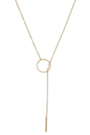 Necklace Long Stainless Steel Circle Bar - Gold